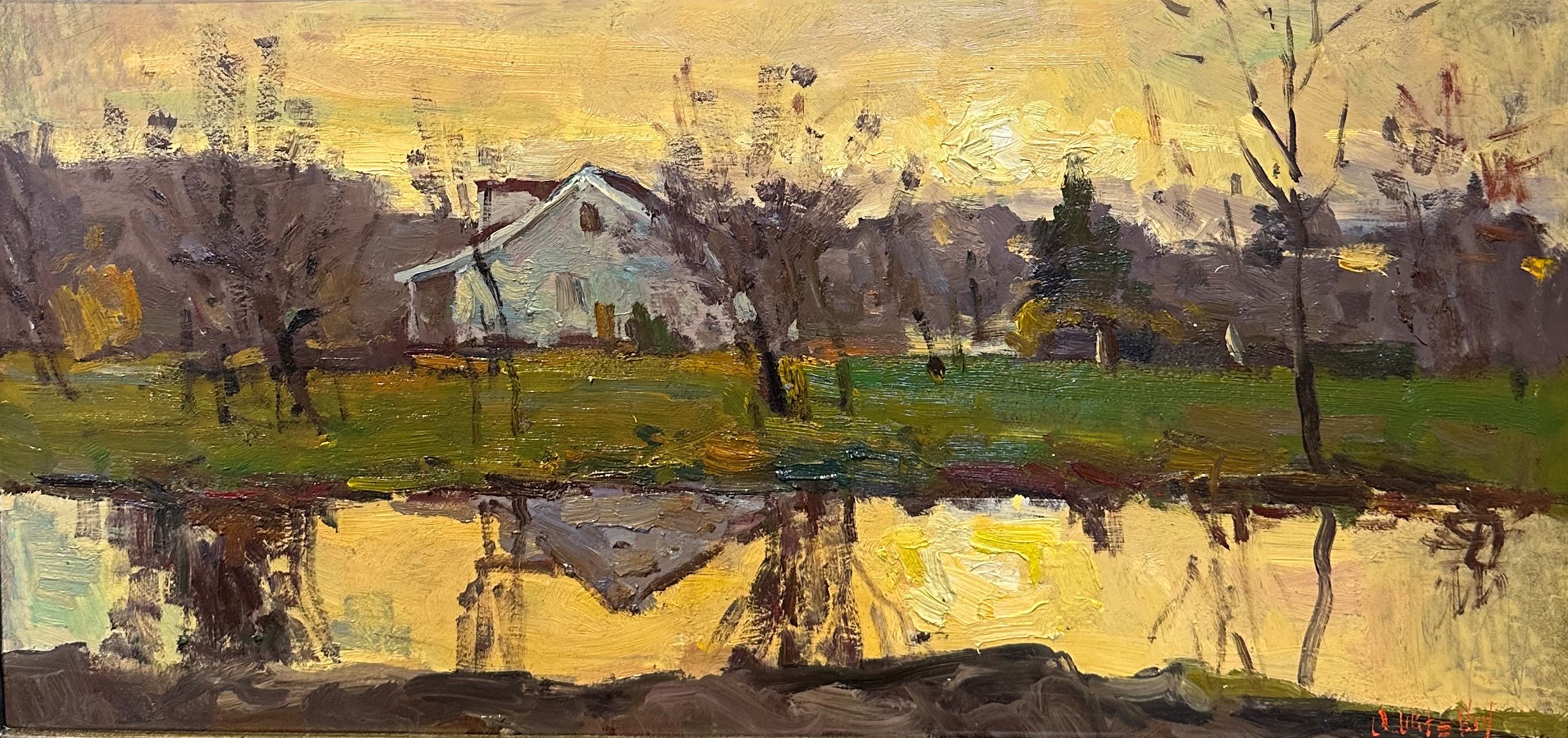 Sunset in Ridgefield ~ Oleg Ulitskiy ~ Oil ~ Framed ~ 18.5 x 30.5