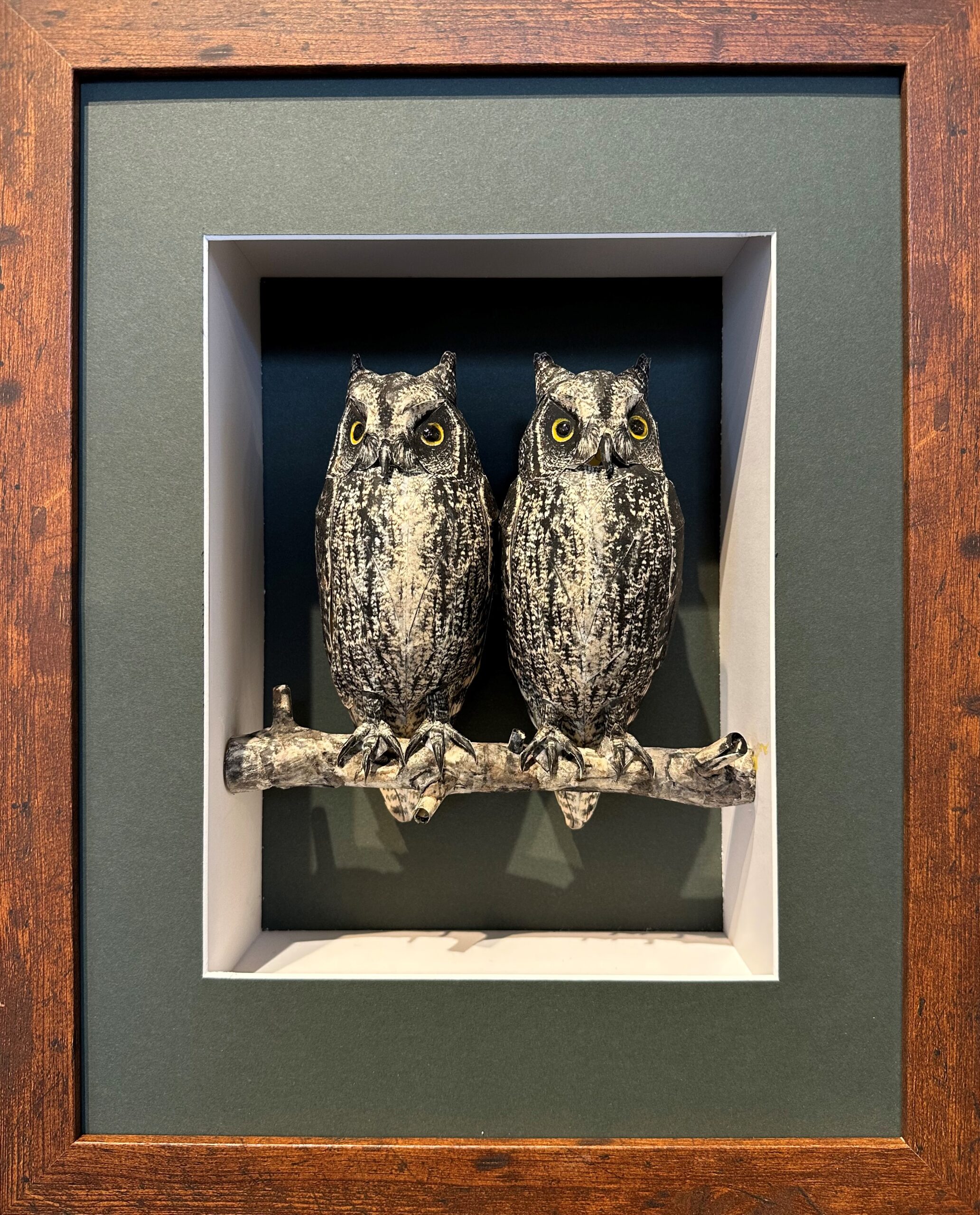 Twin Owls ~ Tom Melhuse ~ Painted Paper