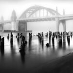 Then and Now - Mark Anderson - Black and White Newport Oregon Bridge