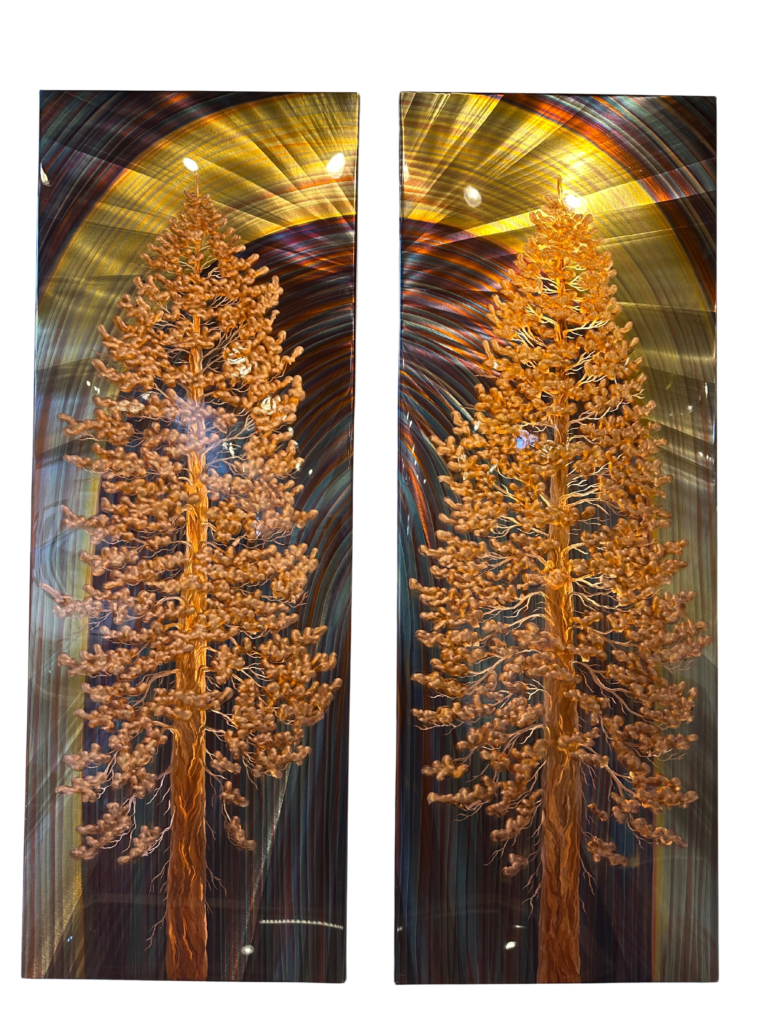 Firesmith Copper - White Pine - Diptych - 16 x 44 x 2 - #142 & 143