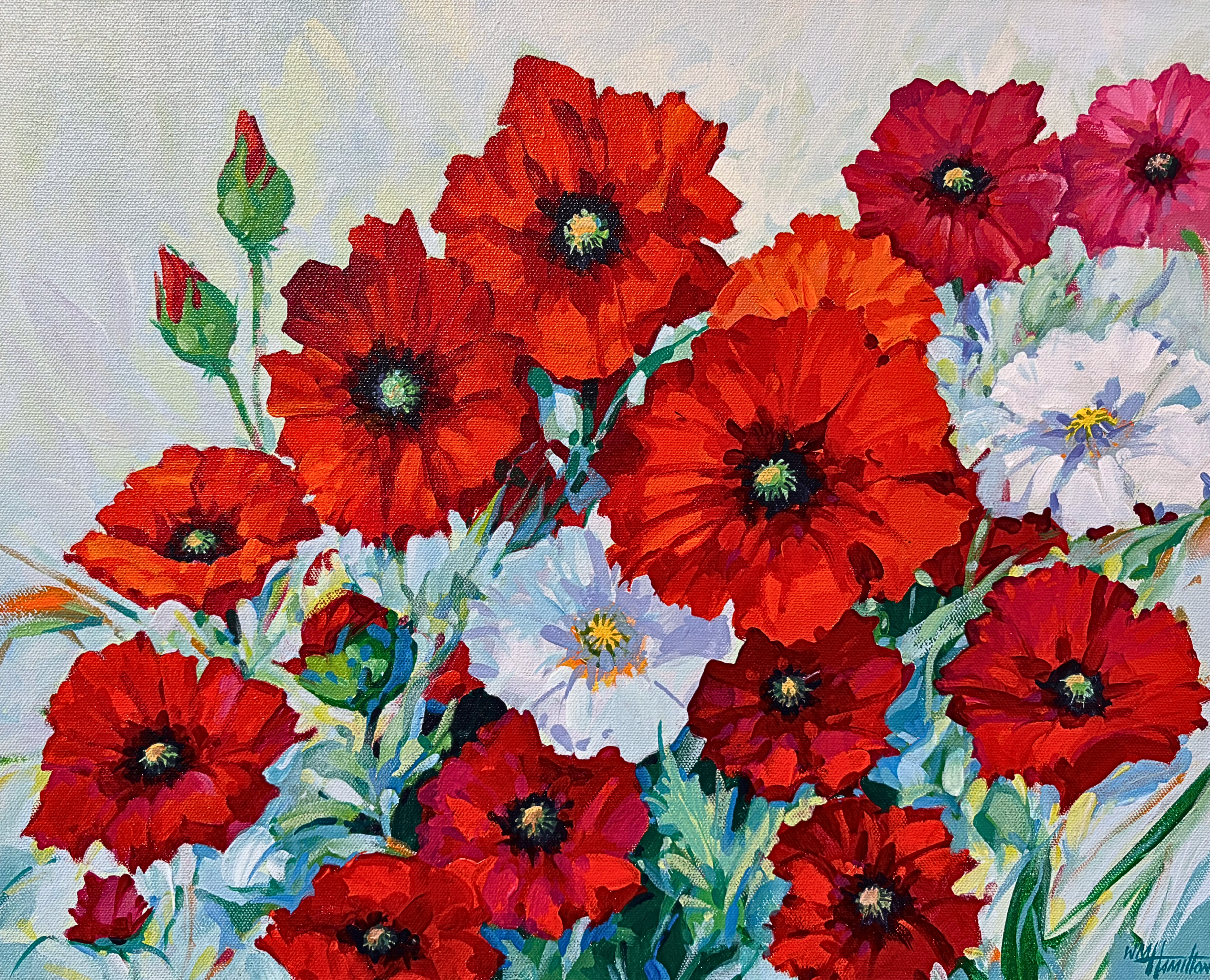 Bill Hamilton - Red & White Poppies -16 x 20 - #107