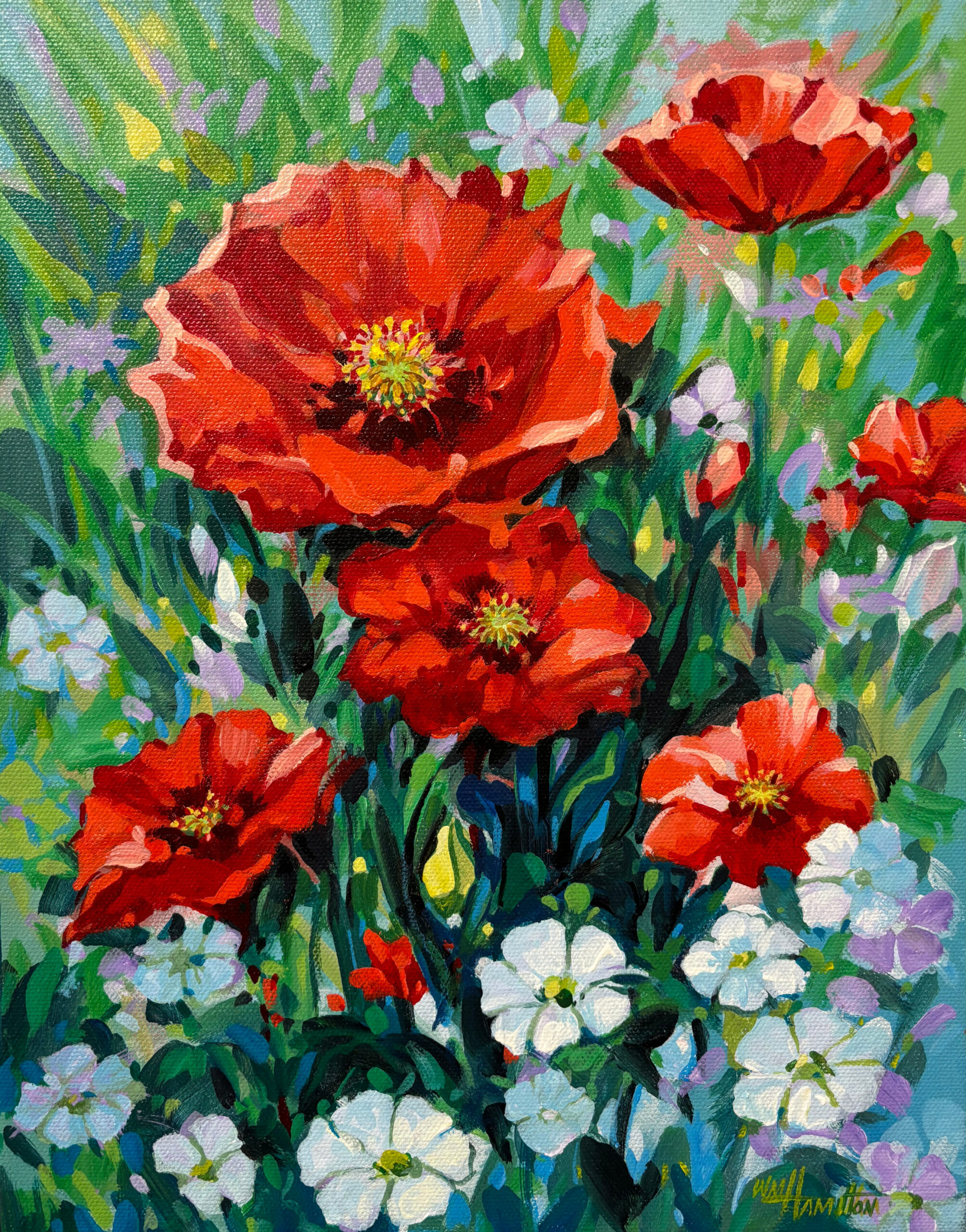 Bill Hamilton - Red Poppies & White Daisy's - 14 x 11 - #138