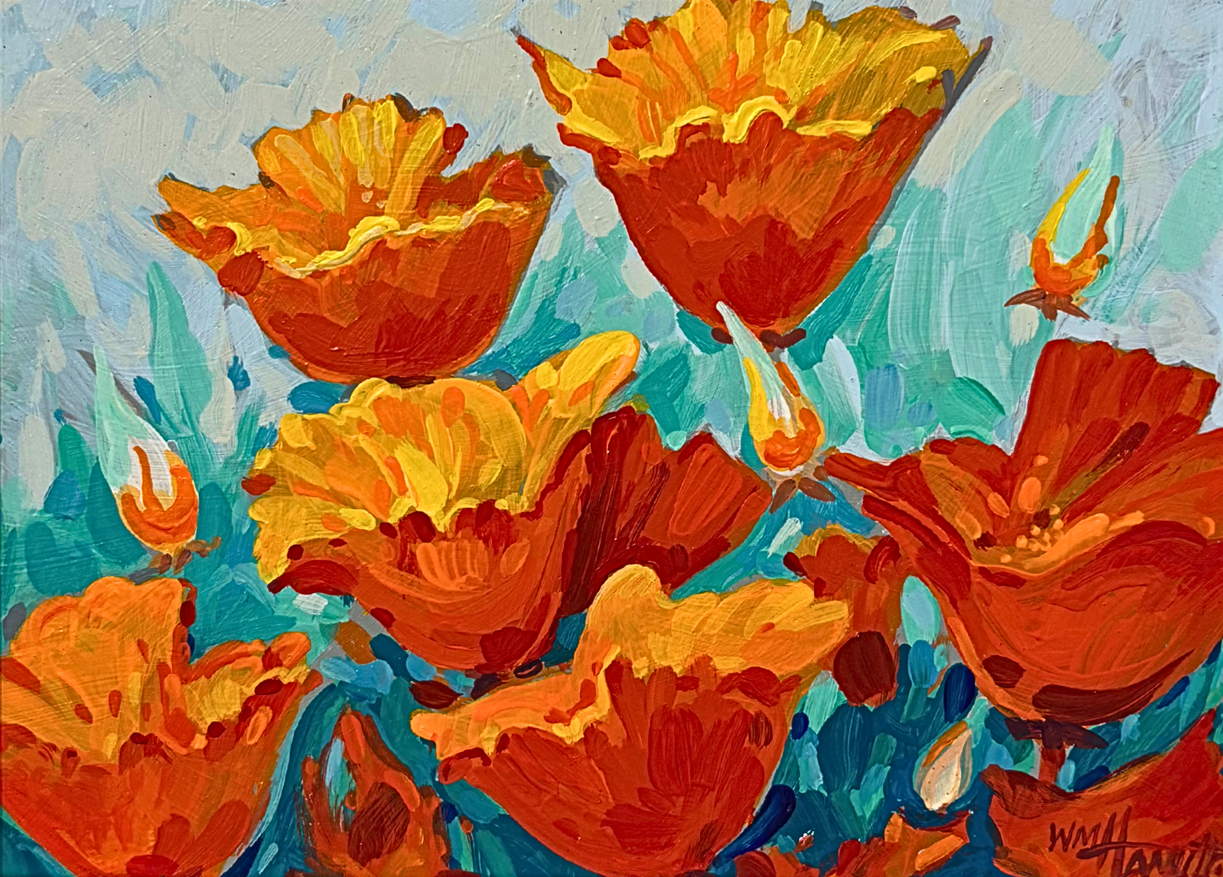 Bill Hamilton - Orange Poppies 6 x 8 - #97